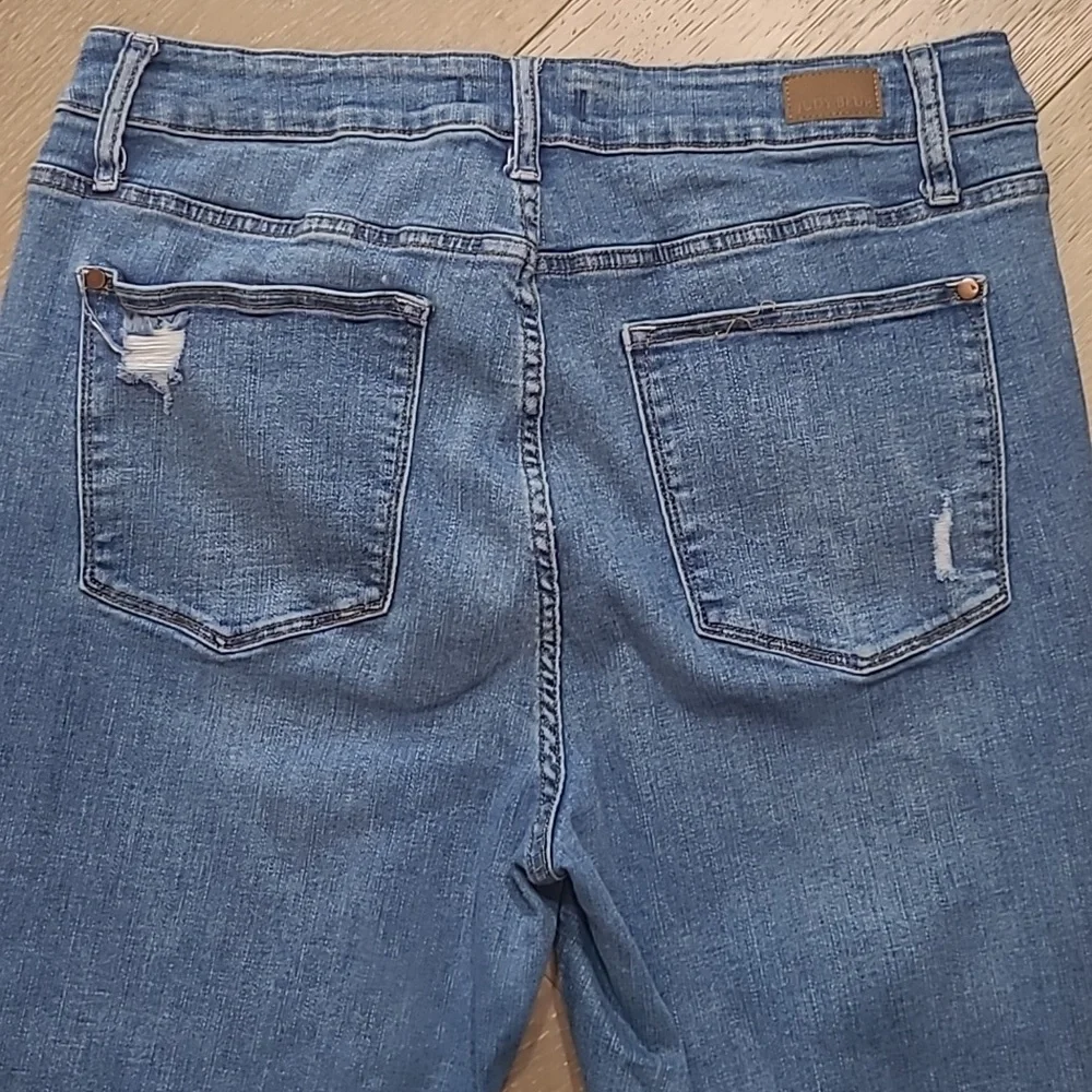 Judy Blue Jeans Women's sz 18W Mid Rise Skinny Distressed Cropped Denim Jeans